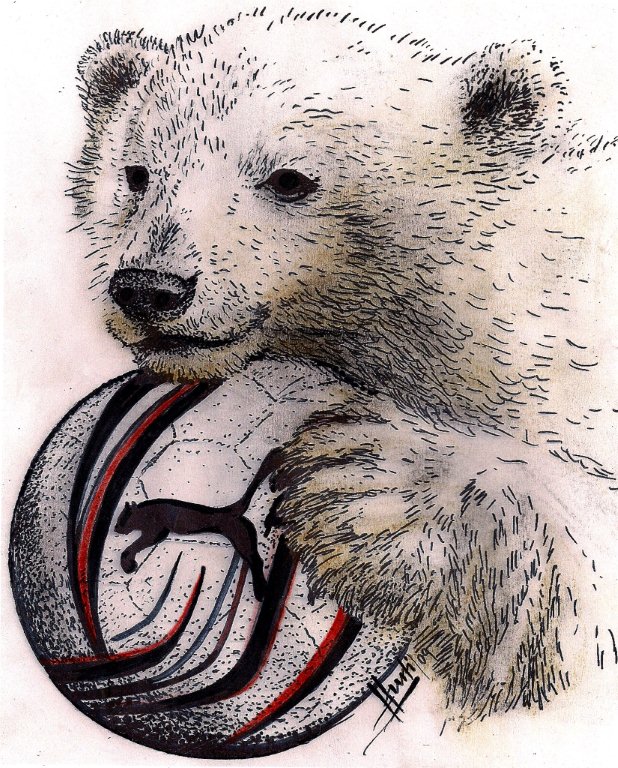 Eisbär mit PUMA Ball
