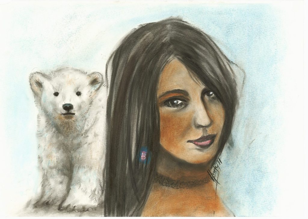 Frau mit Bär