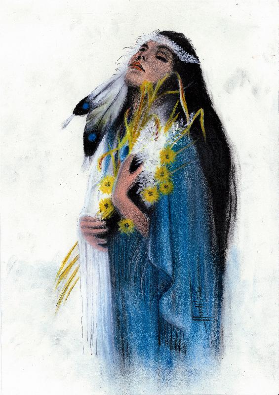 Indianerin Blau